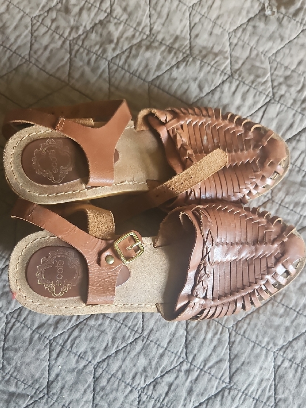 Vintage Woven Leather Clogs- Brown